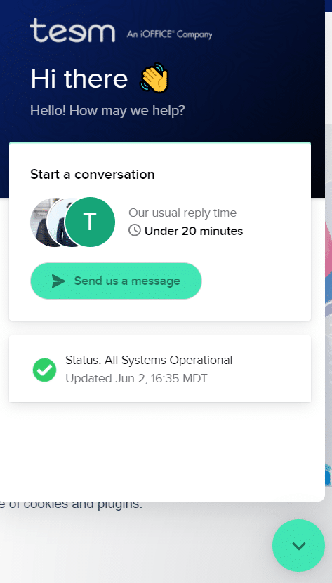 An example of a live chat widget built in to a SaaS website