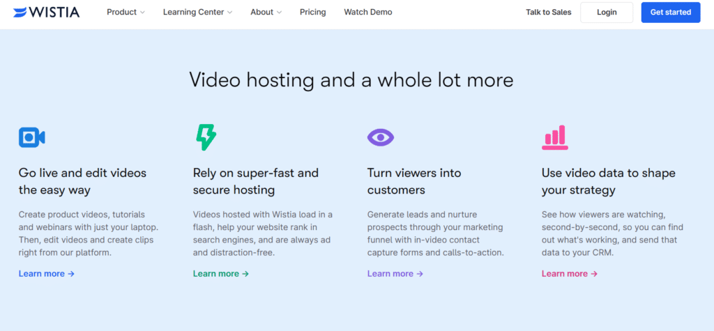 Wistia’s video hosting platform